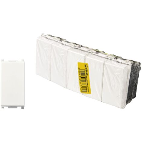 Vimar 0T14000 Plana Interruttore 1P 10 AX 250 V, 5 pezzi, illuminabile (unità di segnalazione non fornita), tasto sostituibile,