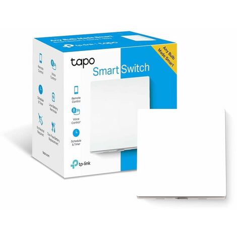 TP-Link Tapo S210 Interruttore Della Luce Intelligente, Smart Light Switch, Telecomando, Controllo Vocale Tramite Alexa o Google Assistant, 1-Gang 1-Way, Cablaggio Super Facile, Hub Obbligatorio (1/5)