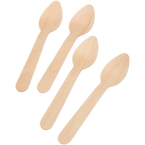 100 PZ - CUCCHIAINI CAFFE' 11 CM NATURALE LEGNO (1/4)