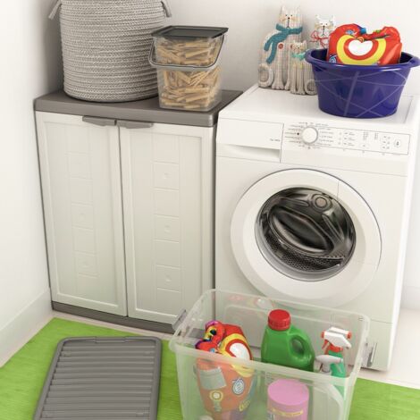 Keter Armadio Jolly Basso - 1 Ripiano Regolabile, Grigio/Nero, 68x39x85 Cm, Per Garage O Lavanderia - Foto 3