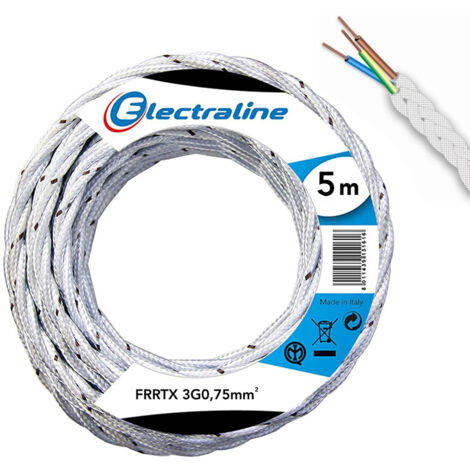 Electraline 16805 Cavo Tessile FRRTX, Sezione 3G0.75 mm, 5 mt, Bianco (1/3)