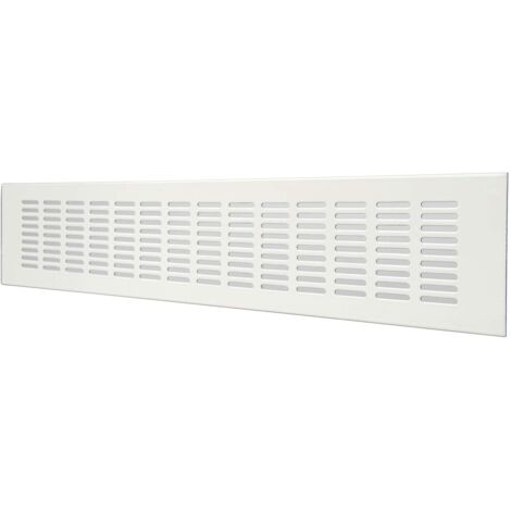 La Ventilazione GF408B Griglia di ventilazione Rettangolare in alluminio verniciato bianco da incasso, Dimensioni 400x80 mm.