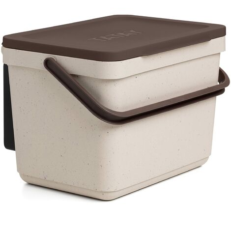 TATAY Pattumiera per Umido 6L Compostiera da Cucina Smart con Supporto e Viti Incluse Design Compatto e Funzionale Materiale 100% Riciclato 26,5x20,5x18,5 cm, Ecohome