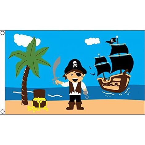 BANDIERA PIRATA ISOLA DEL TESORO 150x90cm - BANDIERA DEI PIRATI 90 x 150 cm - AZ FLAG (1/3)