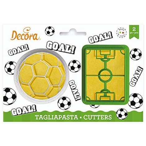 Decora 0255048 Set 2 Tagliapasta Calcio, Pallone e Campo di Calcio, Il Kit Ideale per Creare Decorazioni in Pasta di Zucchero o di Gomma, Made in Italy, Design originale. Confezione da 2 pezzi. (1/3)