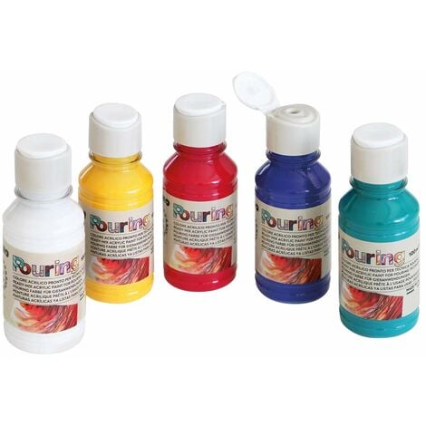 Morocolor PRIMO, colore acrilico in bottiglia, 5 colori acrilici da 100ml,  colori acrilici per dipingere tecnica