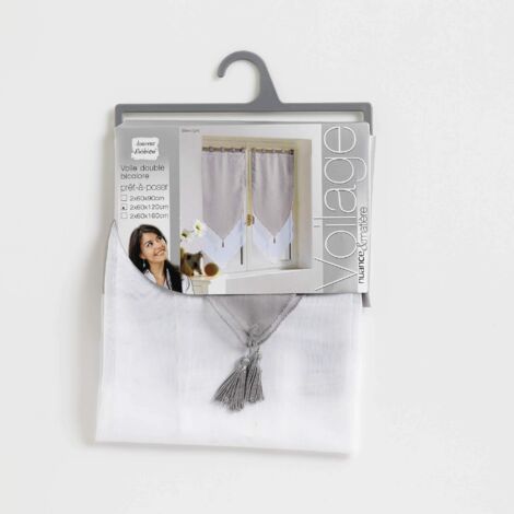 Douceur D'Intérieur Coppia Di Tende A Pacchetto – Milza Bianco – Voile Leggero In Poliestere Con Finitura A Occhielli (2 X 60 X 90 Cm)