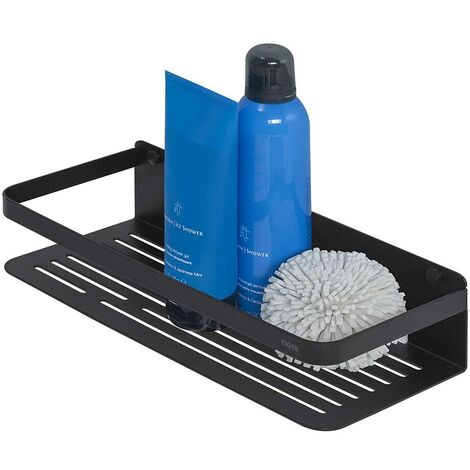 Tiger Caddy Duschkorb Rechteck groß Schwarz Cestello Doccia, Acciaio Inox, Nero, Grande