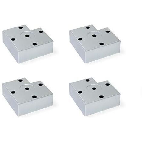 Emuca - Gambe per mobili, piedi per mobile in plastica colore grigio metallizzato, Set di 4 piedini di altezza 30mm