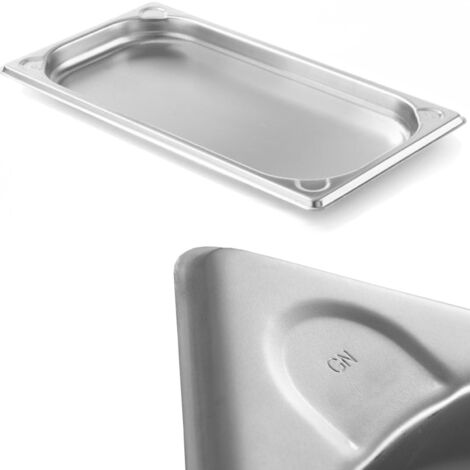 HENDI Contenitore Gastronorm, GN 1/3, resistenza termica -40 °C a 300 °C, compatibile con i forni a convezione, frigoriferi, bagno María, chafing dishes, 1.5L, 325x176x(H)40mm, acciaio inox