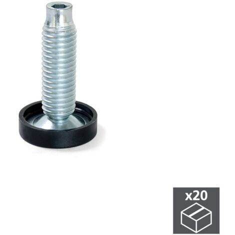Emuca 2020805 Piedino a Vite Regolabili per Mobili, Zincato, M10 x 30mm, Set di 20 Pezzi (1/3)