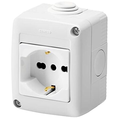 Gewiss Contenitore Completo Apparecchi System Protetto, con Presa 2P+T 16 a Bivalente, Standard Italiano/Tedesco, IP40, Grigio Ral 7035 (1/2)