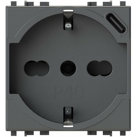 Presa bipasso e schuko 4Box P40 con USB 3.0A Vimar Arke grigio 4B.V19.P40.USB (1/5)
