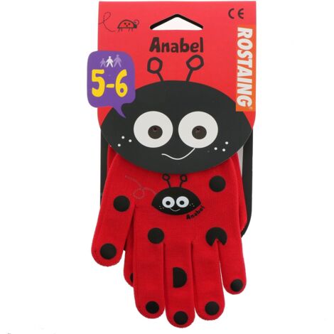 ROSTAING Guanti da Giardinaggio per Bambini Anabel - Coppia di Guanti da Giardinaggio e Bricolage - per Le Mani Piccole e Delicate e la Sicurezza dei Vostri Bambini, Rosso