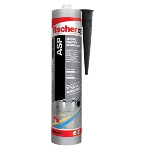 Fischer ASP Nero, Adesivo Sigillante Tenace e Resistente per Giunti a Pavimento, in Facciata, Condotte, Lamiera e Carrozzeria, Cartuccia in Alluminio 300 ml, 544918