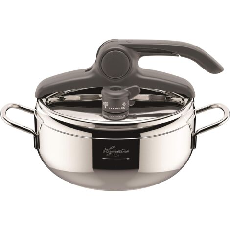Lagostina Irradial Control Pentola a Pressione 3.5 L in Acciaio Inox 18/10 Ø 22 cm, Pentola Induzione e Gas, Coperchio con Apertura Facilitata, Fondo Irradial Plus Triplo Strato, Metallico