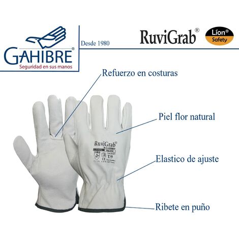 Ruvigrab - Confezione da 12 paia di guanti da lavoro in pelle di fiore  naturale Guanti da