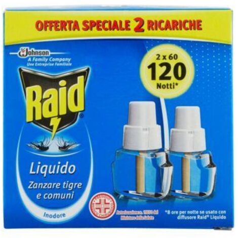 RAID 2 RICARICHE LIQUIDO ANTIZANZARE X 120 NOTTI