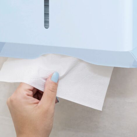 Distributore Asciugamani Jofel A Muro - Doppia Funzione Per Rotoli E Zigzag, 400 Pezzi O 90m, ABS Resistente, Modello AH45000 Bianco - Foto 9