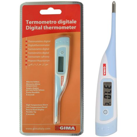 Gima - Termometro Digitale Istantaneo, 8 Secondi, °C/°F, per Adulti e  Bambini, Punta Flessibile