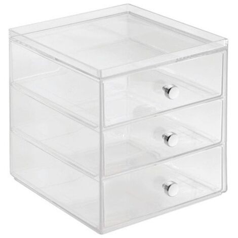 Cassettiera Da Scrivania Organizzatore Trucchi IDesign 3 Cassetti Trasparente Mini Cassettiera Per Makeup E 889209