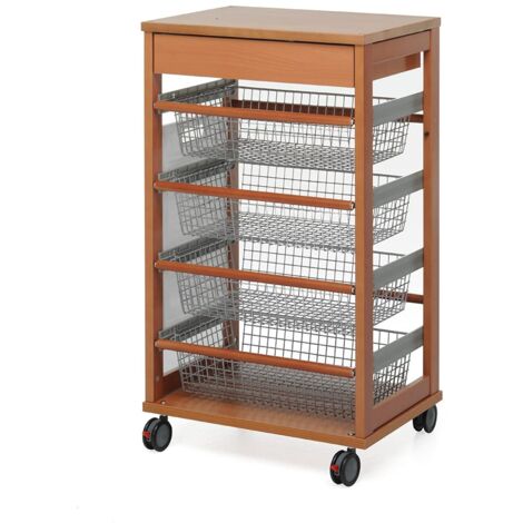 Carrello da cucina Foppapedretti IlVerduriere – Struttura in legno massiccio di faggio – Ampio piano di lavoro 50x36 cm – Cesti estraibili in metallo (1/4)