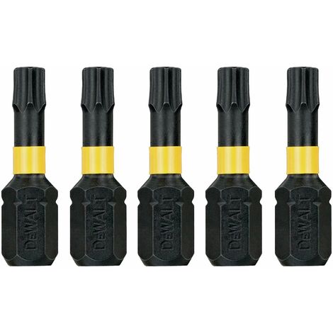 DEWALT DT7382T-QZ Inserti per Avvitatore a Impulsi Impact Torsion Extreme, Attacco 1/4, T25 x 25 mm, 5 Pezzi
