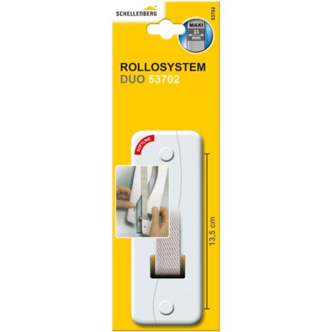 Schellenberg 53702 Placca tapparelle avvolgibili DUO Maxi: 23 mm di larghezza del nastro, piastra tapparella con spaziatura dei fori 13,5 cm, bianco, senza rimuovere la cinghia della tapparella