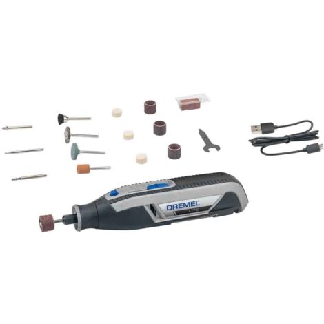 Dremel Lite 7760 Cordless Utensile Multifunzione Rotativo, Batteria al Litio 3.6 V, Kit con 15 Accessori e Caricatore USB, 8.000-25.000 giri/min per Incidere, Tagliare, Levigare, Lucidare e Forare