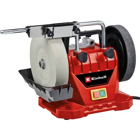 Einhell TC-WG 200 Smerigliatrice / affilatrice da banco (tensione 220-240 V, potenza 125 W, giri min. 110, mola secco Ø180 x ø30, mola acqua Ø200 x ø32 40 mm, incl. Set per affilatura)