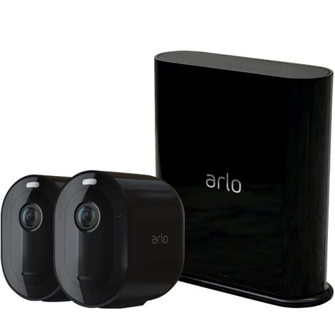Arlo Pro3, 2 Telecamere di videosorveglianza wi-fi 2K HDR, con faro e allarme, Visione Notturna a Colori, audio, interno ed esterno, Prova Arlo Secure Inclusa, Nero
