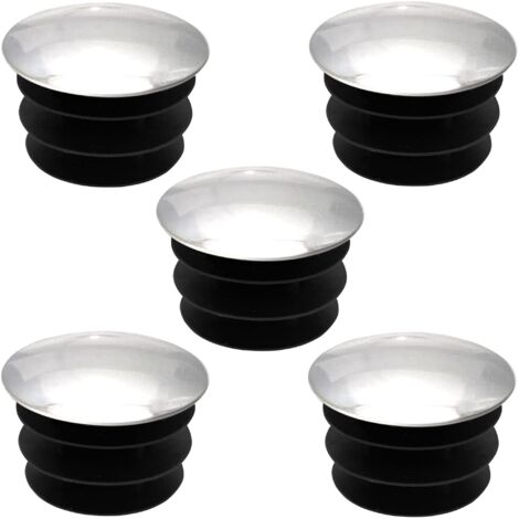 5x Tappi tondi alettati puntali plastica copriforo cromo mobilia piede tubi, 45mm