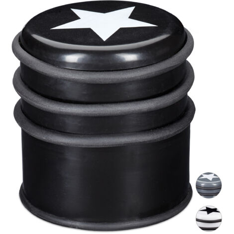 Relaxdays Fermaporta a Pavimento, Blocca Porte e Finestre, Grande, con Stella, 8 cm di Altezza, Nero (1/5)