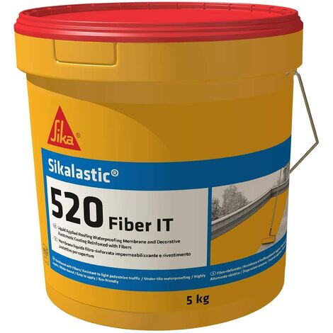 Sika - Sikalastic-520 Fiber IT, Rosso - Membrana liquida impermeabilizzante - Rivestimento decorativo elastomerico - Resistente ai raggi UV - 5kg