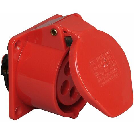 Spina Da Parete CEE 32A 5 Poli Rossa - In Poliammide Resistente, IP44