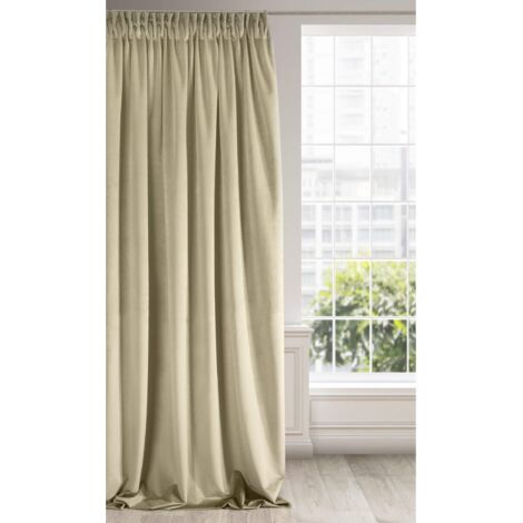 Eurofirany RIA Tenda Oscurante con Fettuccia Arricciatenda - Extra Lunga, Elegante, Tinta Unita per Soggiorno, Camera da Letto, Densità 290 g/m², 140x270 cm, Beige