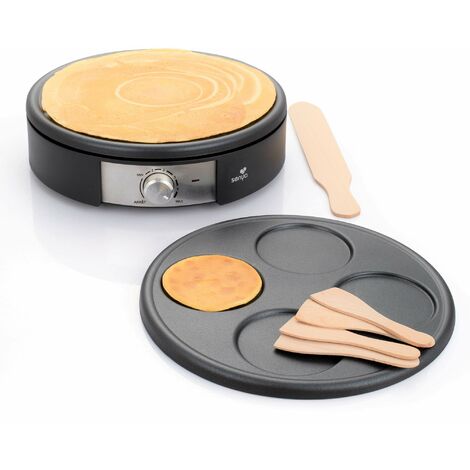 Crepiera Elettrica Duo 1000W - 2 Piastre Rimovibili Per Cr&ecirc;pes E Pancake - Antiaaderente, Termostato Regolabile - Colore Noce Moscata