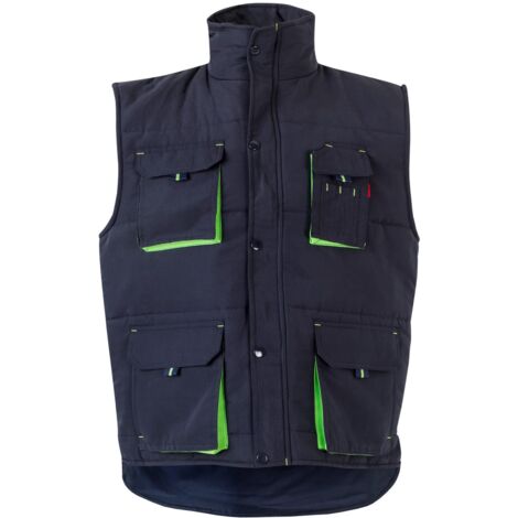 Velilla 205902 Gilet imbottito bicolore multitasche colore blu navy e verde lime taglia M (1/5)