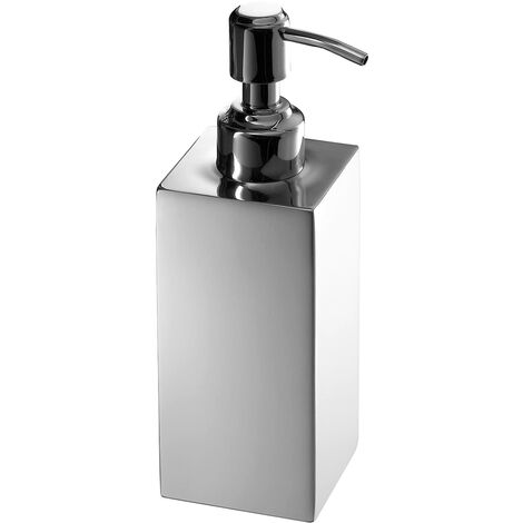 Gedy Perth Dosasapone Bagno, Misure e Peso: 18X6X6 CM & 0,3 kg, capacità 380 ml, Dispenser Sapone Bagno in Acciaio Inox, Finitura cromata, Design R&S, 2 Anni di Garanzia