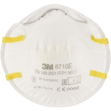 3M 8710E Respiratore Anti Polveri Senza Valvola, Protezione FFP1, Bianco (1/4)
