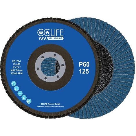 CCLIFE 10 Pezzi Disco lamellare ø125 mm Grana P80 / P60 - Disco lamellare  abrasivo Mop piatto inox