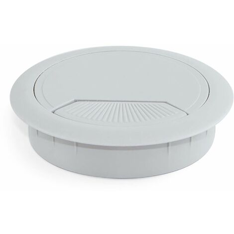 Emuca 3196421 Confezione da 4 Passacavi Rotondi Diametro 80 mm per Incastrare in Scrivania/Tavolo in Plastica Grigia (1/5)