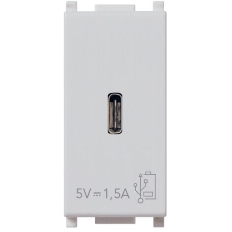 Vimar 14292.C.SL Plana Presa USB 5 V 1,5 A - Alimentatore per dispositivi elettronici, 1 uscita USB tipo C, alimentazione 120-240 V 50/60 Hz, Silver