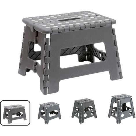 ARREGUI TB-022-G Sgabello Pieghevole Multiuso  Sgabello per Adulti o Bambini  Scala Pieghevole  Scalino  Sgabello per cucina, bagno, campeggio  22 cm di altezza  Grigio