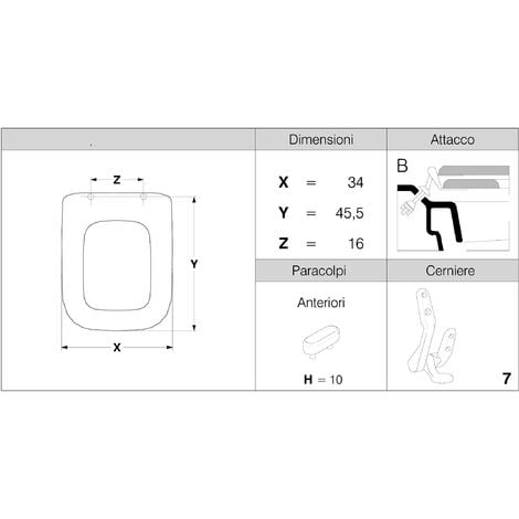 Copriwater in MDF, serie Conca della Ideal Standard, Bianco con cerniere in  ottone cromato.