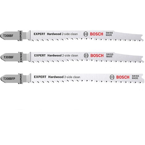 Bosch Professional 3x Set di Lame per Seghetto Alternativo Expert `Hardwood 2-side clean` per Piano di Lavoro da Cucina, Pannelli Rivestiti in Plastica, Lunghezza 117 mm