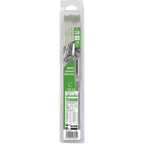 GYS - 12 Elettrodi in acciaio inossidabile, 316 L, MMA, Diametro 2 mm - 082359