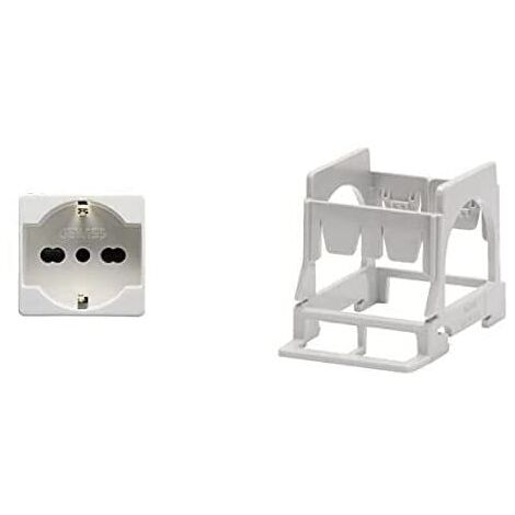 GEWISS - DY01008 Serie System Nr. 1 sopporto per montaggio su guida DIN un modulo compresa con Nr. 1 Presa Schuko (1/2)