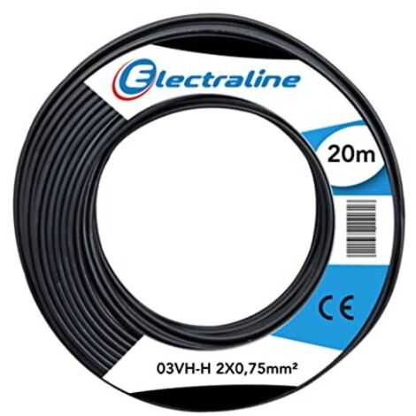 Electraline 10694 Piattina Divisibile 03VH-H, Sezione 2x0.75 mm, 20 mt, Nero (1/3)