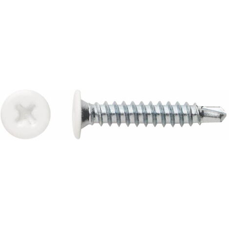 INDEX Fixing Systems BCP CB-Confezione da 500 Viti autotaladrantes testa extra piatta, impronta Phillips, rivestimento zincato, 4,2 x 23 mm, colore: bianco